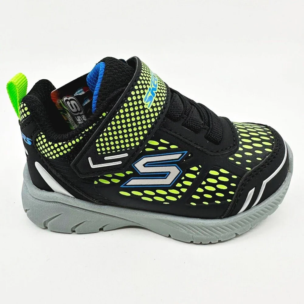 Skechers Mighty Stride Black Lime Toddlers Boys Size 5 Sneakers